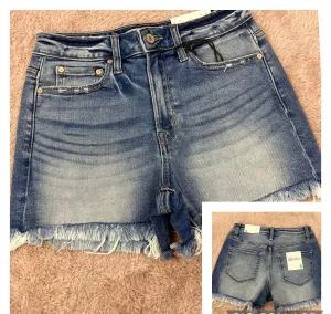 Zenana Raw Hem Frayed Shorts