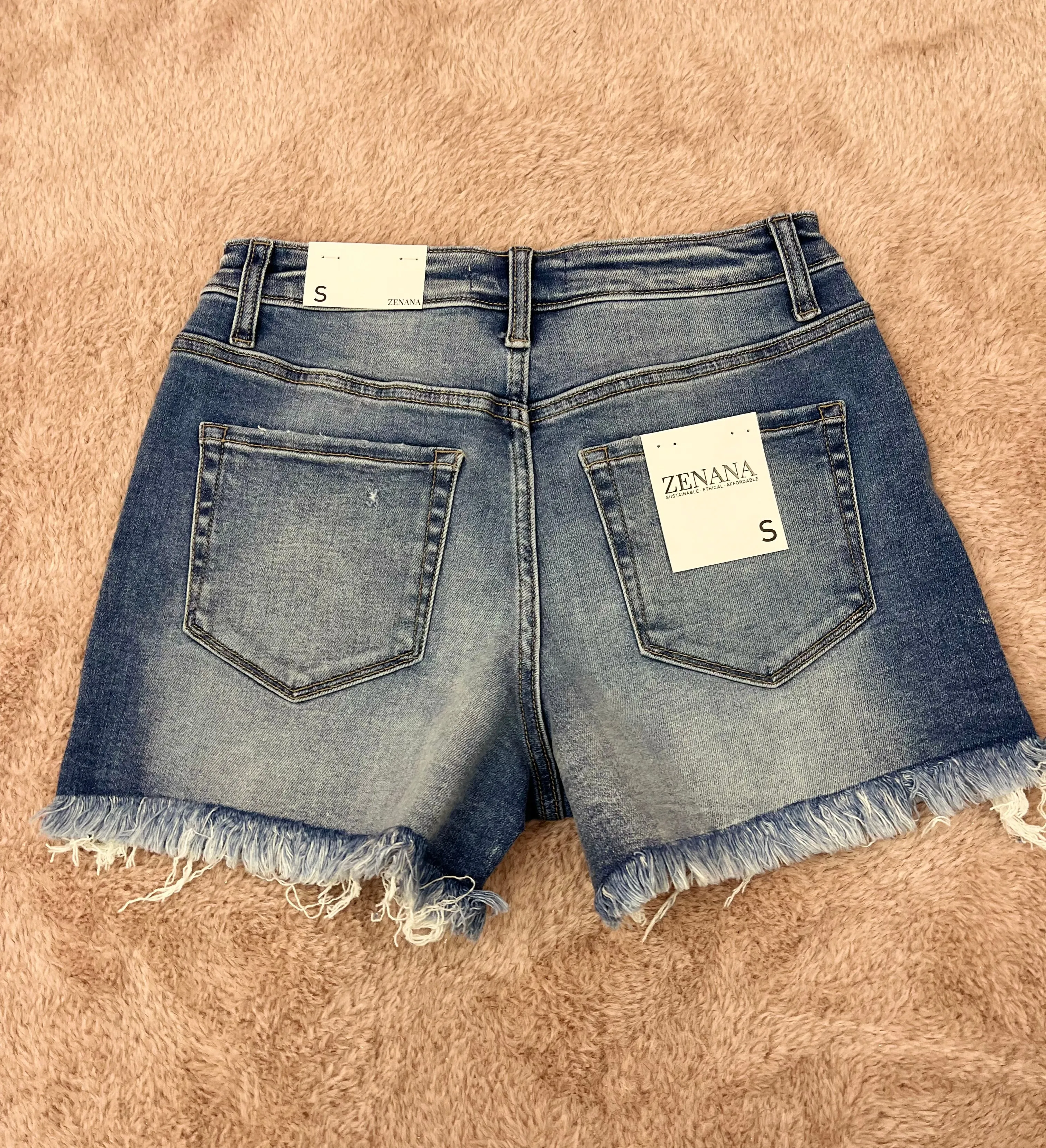 Zenana Raw Hem Frayed Shorts