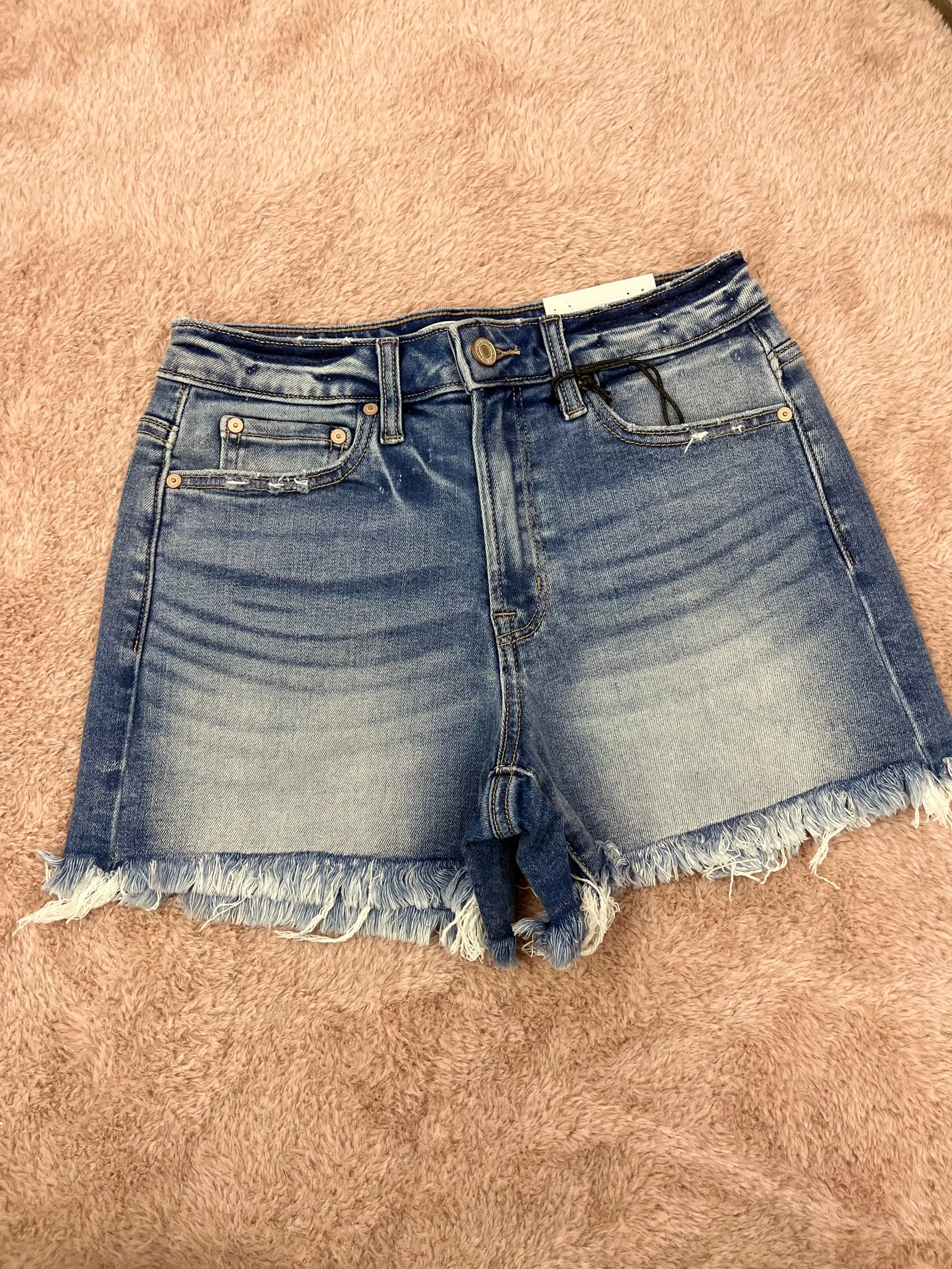 Zenana Raw Hem Frayed Shorts